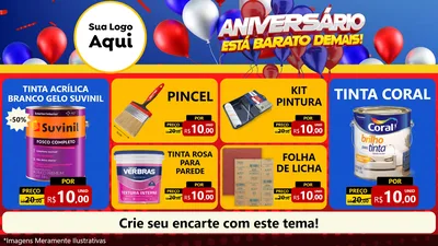 Modelo de TV para TV Horizontal com o tema Aniversário para Tintas e Ferramentas