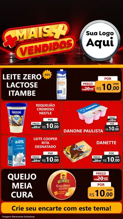 Modelo de TV para TV Vertical com o tema Mais Vendidos para Frios e Laticínios