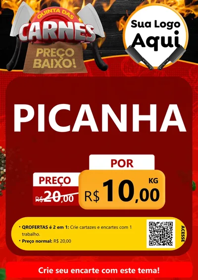 Modelo de Cartaz para Cartaz A4 Vertical com o tema Quinta das Carnes para Açougue