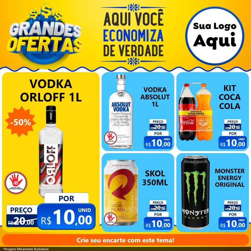 Modelo de Rede Social para Feed Facebook com o tema Grandes Ofertas para Distribuidora de bebidas