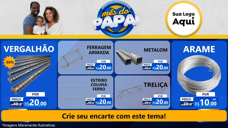 Modelo de TV para TV Horizontal com o tema Ofertas Imperdíveis Mês Do Papai para Ferragens