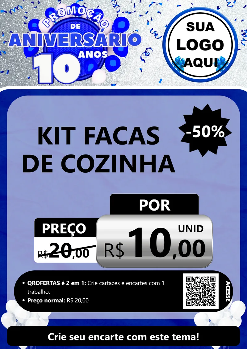 Modelo de Cartaz para Cartaz A4 Vertical com o tema Promoção de Aniversário - 10 Anos para Utilidades Domésticas