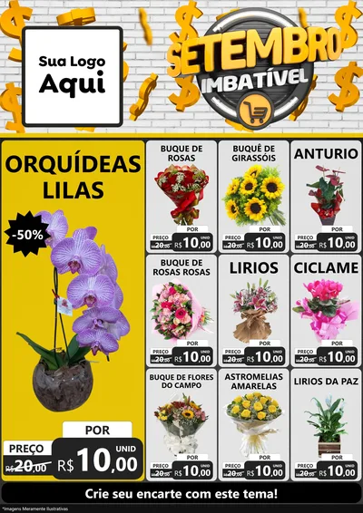 Modelo de Encarte para Encarte A4 Vertical com o tema Setembro Imbatível para Floricultura e jardim