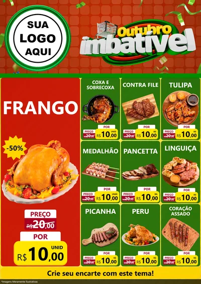 Modelo de Encarte para Encarte A4 Vertical com o tema Outubro Imbatível para Assados