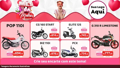 Modelo de TV para TV Horizontal com o tema Mês da Mulher para Concessionaria de Motos