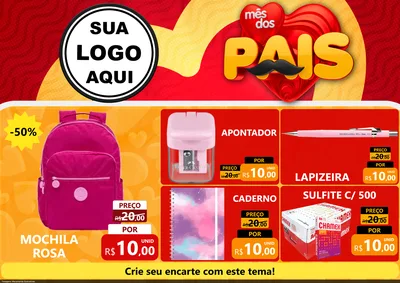 Modelo de Encarte para Encarte A4 Horizontal com o tema Mês Dos Pais para Papelaria