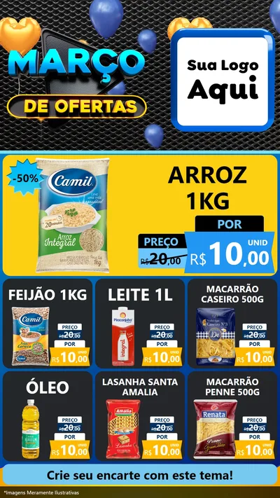 Modelo de Rede Social para Stories com o tema Março de Ofertas para Supermercado