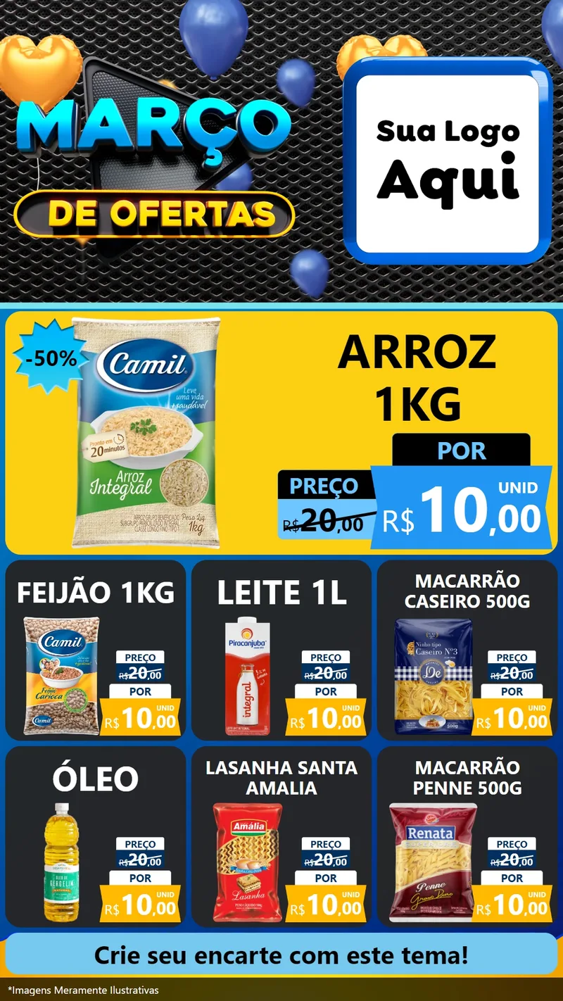 Modelo de Rede Social para Stories com o tema Março de Ofertas para Supermercado