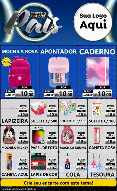 Modelo de Encarte para Encarte Grande com o tema Sorteio Dia Dos Pais para Papelaria