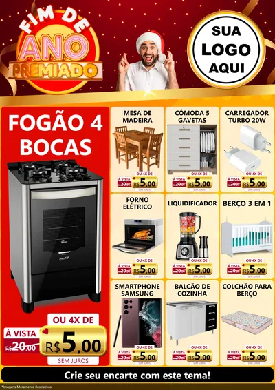 Modelo de Encarte para Encarte A4 Vertical com o tema Fim de Ano Premiado para Móveis e Eletro
