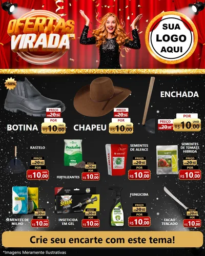 Modelo de Rede Social para Feed Instagram com o tema Ofertas da Virada para Agropecuária