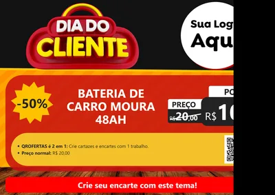 Modelo de Cartaz para Cartaz A4 Horizontal com o tema Dia do Cliente para Baterias Elétricas