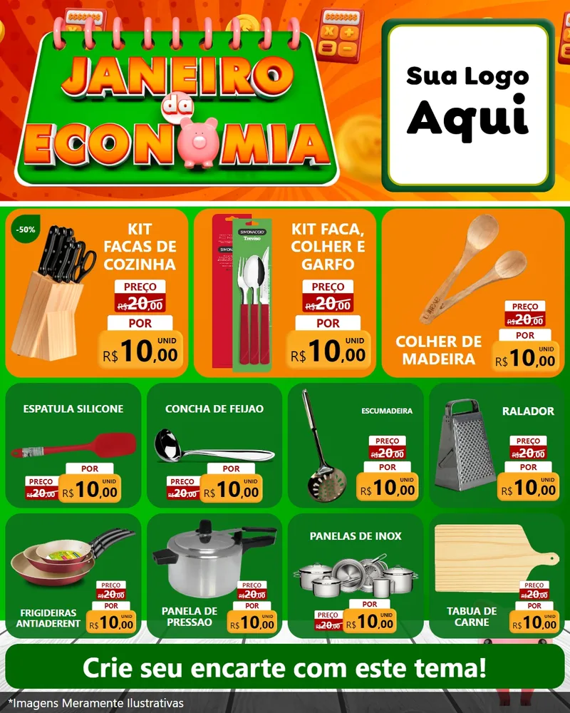 Modelo de Rede Social para Feed Instagram com o tema Janeiro da Economia para Utilidades Domésticas