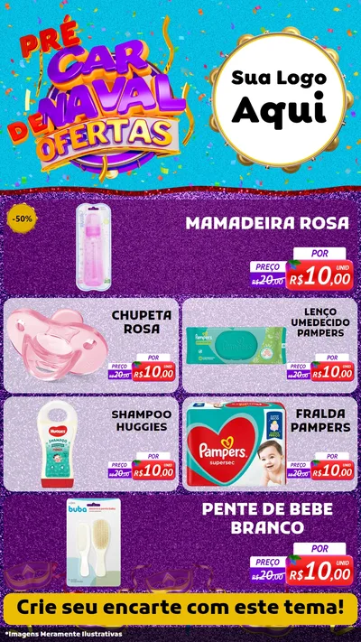 Modelo de TV para TV Vertical com o tema Pré Carnaval de Ofertas para Bebês