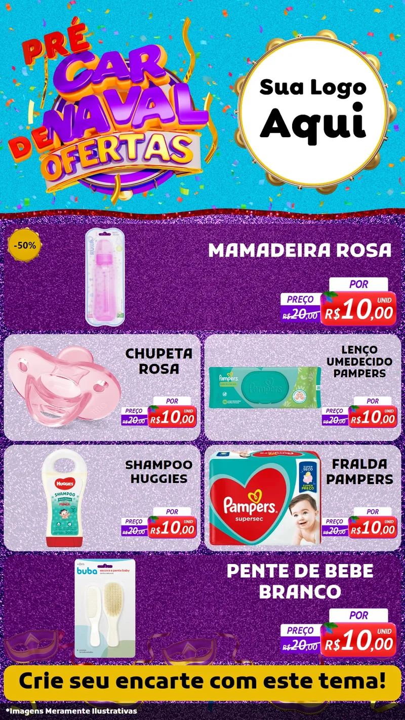 Modelo de TV para TV Vertical com o tema Pré Carnaval de Ofertas para Bebês