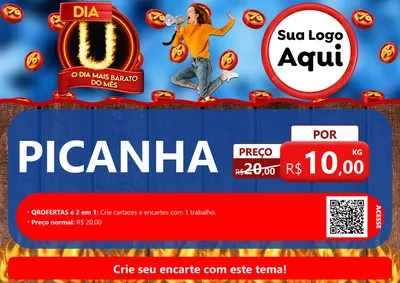 Modelo de Cartaz para Cartaz A4 Horizontal com o tema Dia U - O Dia Mais Barato Do Mês para Açougue
