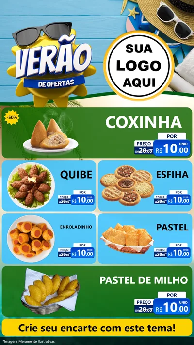 Modelo de TV para TV Vertical com o tema Verão de Ofertas para Salgadaria