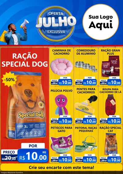 Modelo de Encarte para Encarte A4 Vertical com o tema Oferta Exclusiva, Julho para Pet Shop