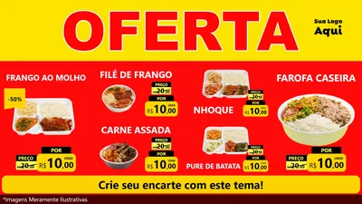 Modelo de TV para TV Horizontal com o tema OFERTA - Vermelho Cartaz para Restaurante
