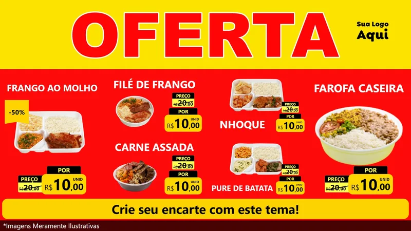 Modelo de TV para TV Horizontal com o tema OFERTA - Vermelho Cartaz para Restaurante