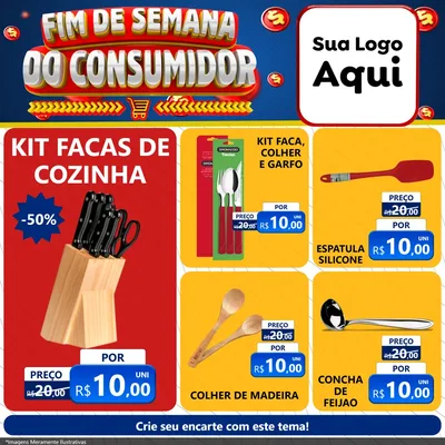Modelo de Rede Social para Feed Facebook com o tema Fim de Semana do Consumidor para Utilidades Domésticas