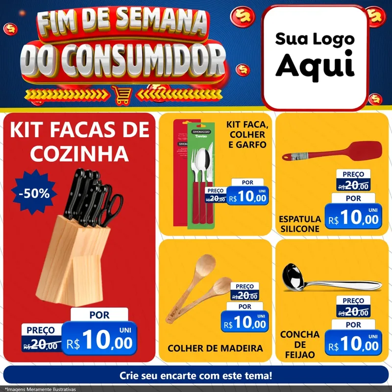 Modelo de Rede Social para Feed Facebook com o tema Fim de Semana do Consumidor para Utilidades Domésticas