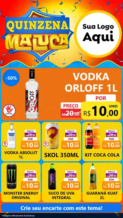 Modelo de Rede Social para Stories com o tema Quinzena Maluca para Distribuidora de bebidas