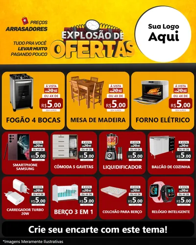 Modelo de Rede Social para Feed Instagram com o tema Explosão de Ofertas para Móveis e Eletro