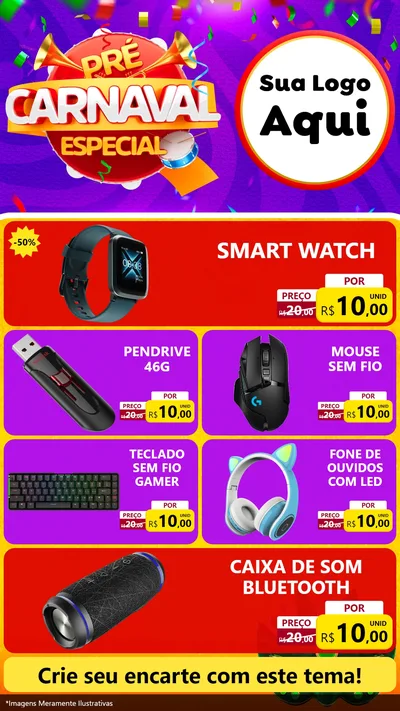 Modelo de TV para TV Vertical com o tema Pré-Carnaval Especial para Informática