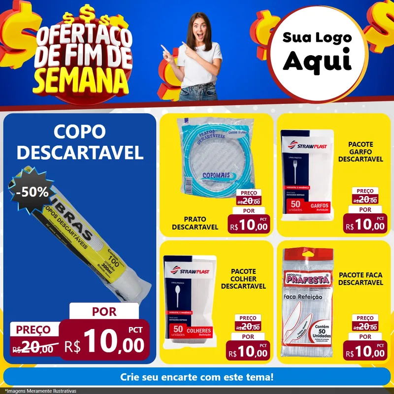Modelo de Rede Social para Feed Facebook com o tema Ofertaço de Fim de Semana para Embalagens