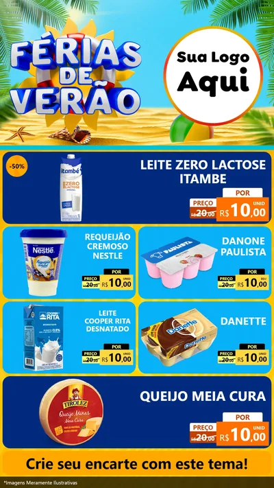 Modelo de TV para TV Vertical com o tema Férias de Verão para Frios e Laticínios
