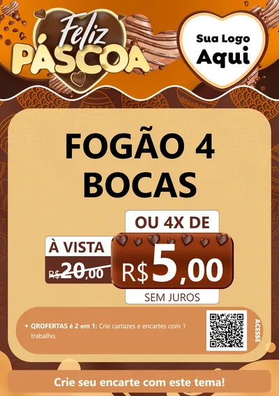 Modelo de Cartaz para Cartaz A4 Vertical com o tema Feliz Páscoa para Móveis e Eletro