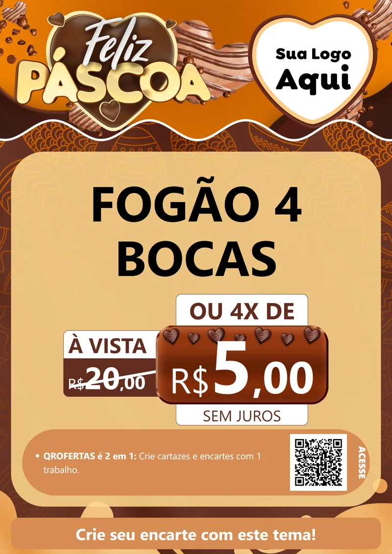 Modelo de Cartaz para Cartaz A4 Vertical com o tema Feliz Páscoa para Móveis e Eletro
