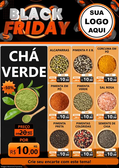 Modelo de Encarte para Encarte A4 Vertical com o tema Black Friday para Produtos Naturais