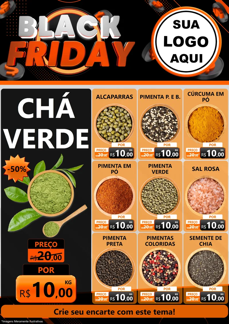 Modelo de Encarte para Encarte A4 Vertical com o tema Black Friday para Produtos Naturais