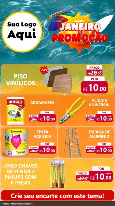 Modelo de TV para TV Vertical com o tema Janeiro de Promoção para Material para Construção