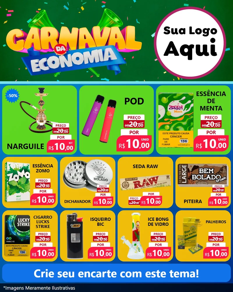 Modelo de Rede Social para Feed Instagram com o tema Carnaval da Economia para Tabacaria