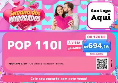 Modelo de Cartaz para Cartaz A4 Horizontal com o tema Semana dos Namorados para Concessionaria de Motos