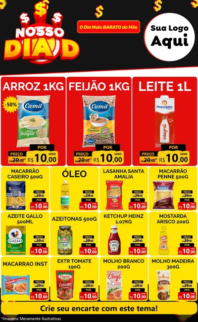 Modelo de Encarte para Encarte Grande com o tema Nosso Dia D para Supermercado