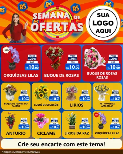 Modelo de Rede Social para Feed Instagram com o tema Semana de Ofertas para Floricultura e jardim