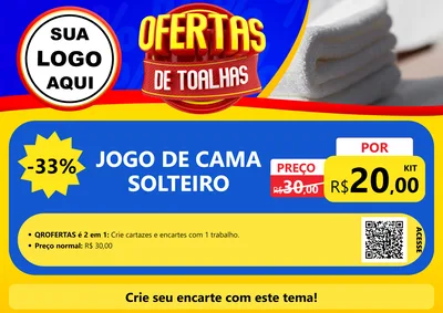 Modelo de Cartaz para Cartaz A4 Horizontal com o tema Ofertas de Toalhas para Cama, Mesa e Banho
