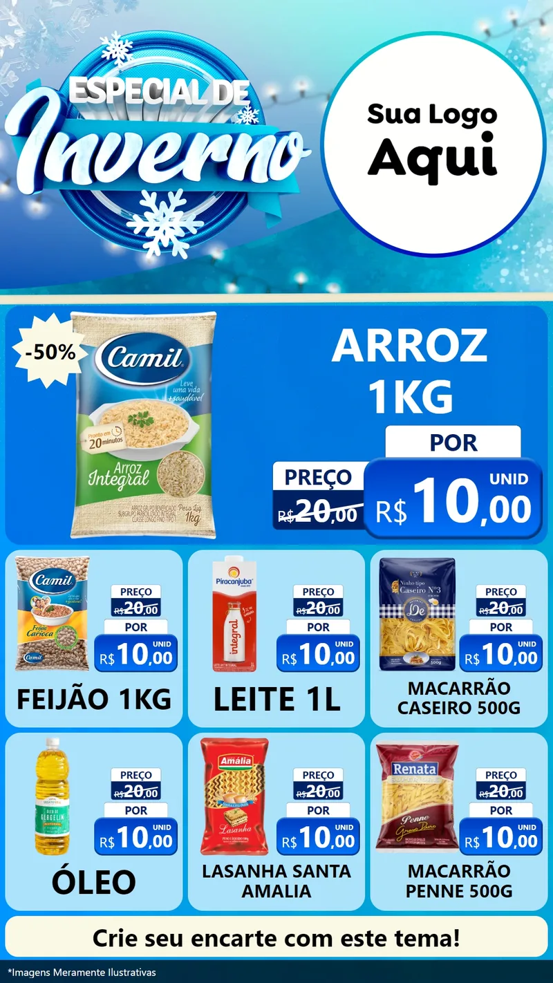 Modelo de Rede Social para Stories com o tema Especial de Inverno para Supermercado
