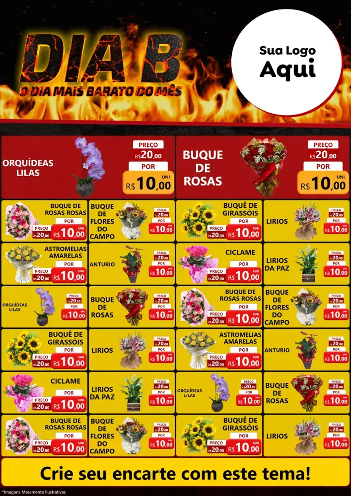 Modelo de Encarte para Encarte A4 Vertical com o tema Dia B para Floricultura e jardim