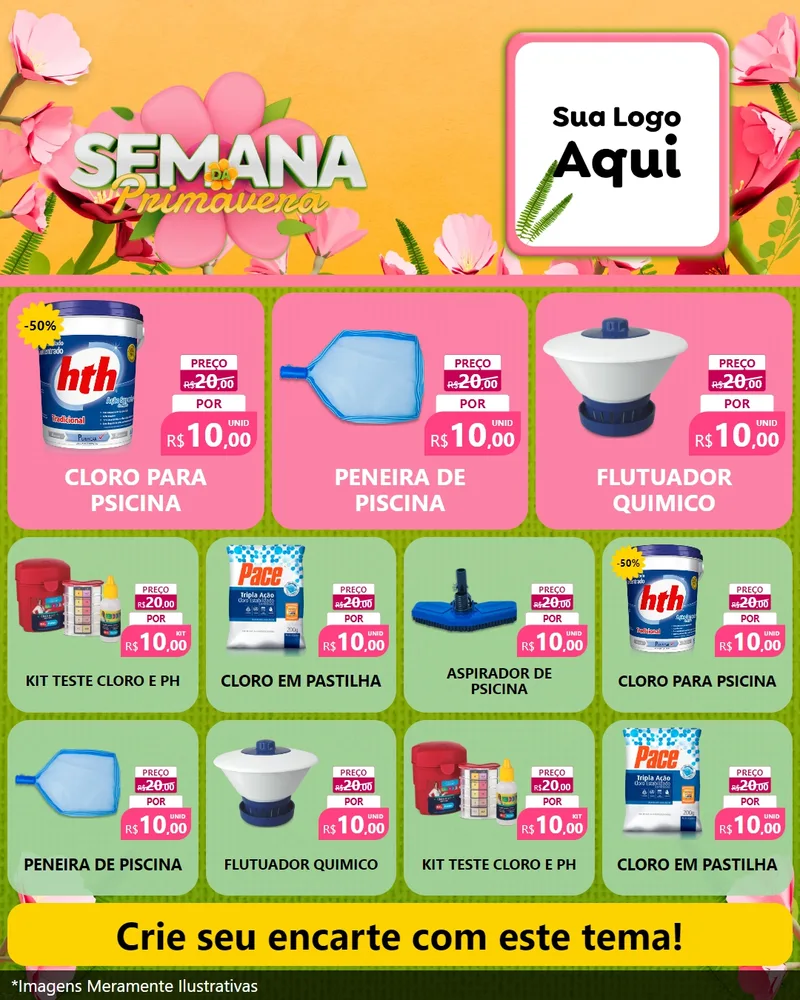 Modelo de Rede Social para Feed Instagram com o tema Semana da Primavera para Produtos para Piscina