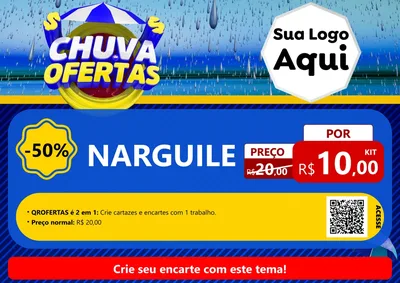 Modelo de Cartaz para Cartaz A4 Horizontal com o tema Chuva de Ofertas para Tabacaria
