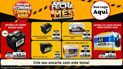 Modelo de TV para TV Horizontal com o tema Fecha Mês para Baterias Elétricas