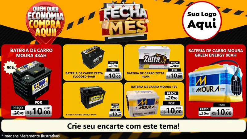 Modelo de TV para TV Horizontal com o tema Fecha Mês para Baterias Elétricas