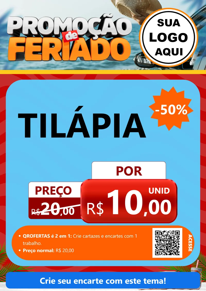 Modelo de Cartaz para Cartaz A4 Vertical com o tema Promoção de Feriado para Peixaria