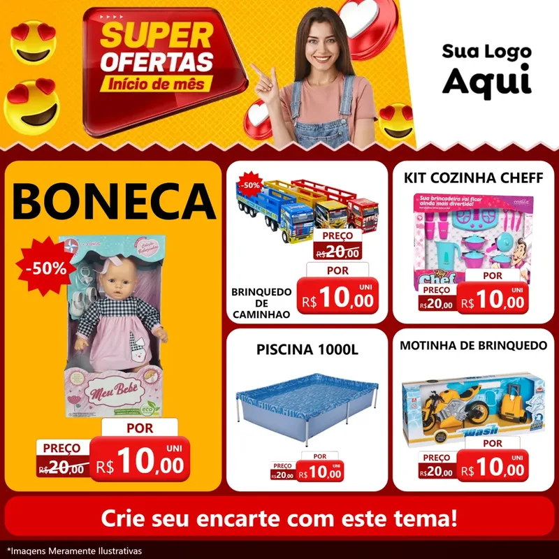 Modelo de Rede Social para Feed Facebook com o tema Super Ofertas Inicio De mês para Brinquedos
