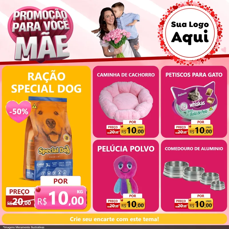 Modelo de Rede Social para Feed Facebook com o tema Promoção Para Você Mãe para Pet Shop